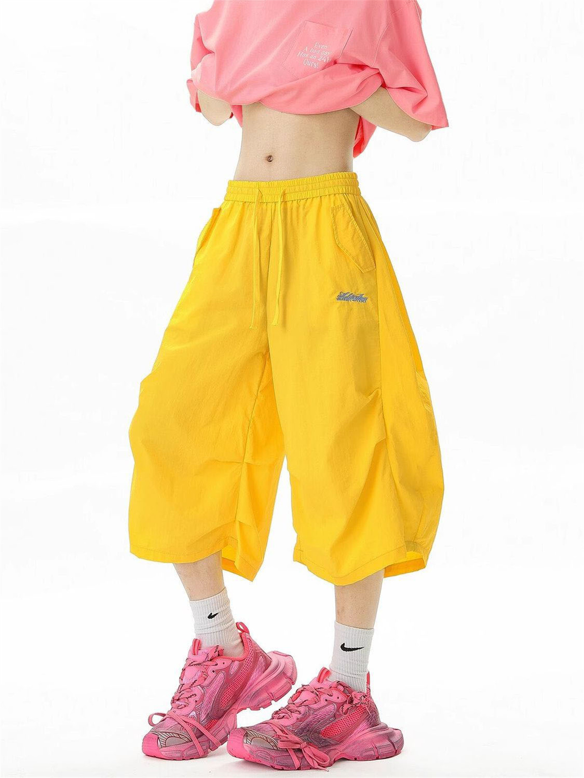Mountain Biking Shorts Women - 男性用刺繍入り速乾ショーツ夏アウトドアマウンテンスタイルワイドレッグクロップドパンツルーズカジュアル