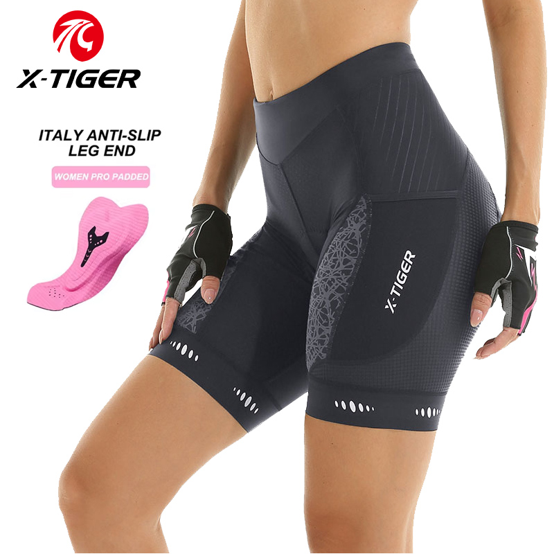 Mountain Biking Shorts Women - X-TIGER レディース サイクリング ショーツ 競技用フォームパッド入り MTB